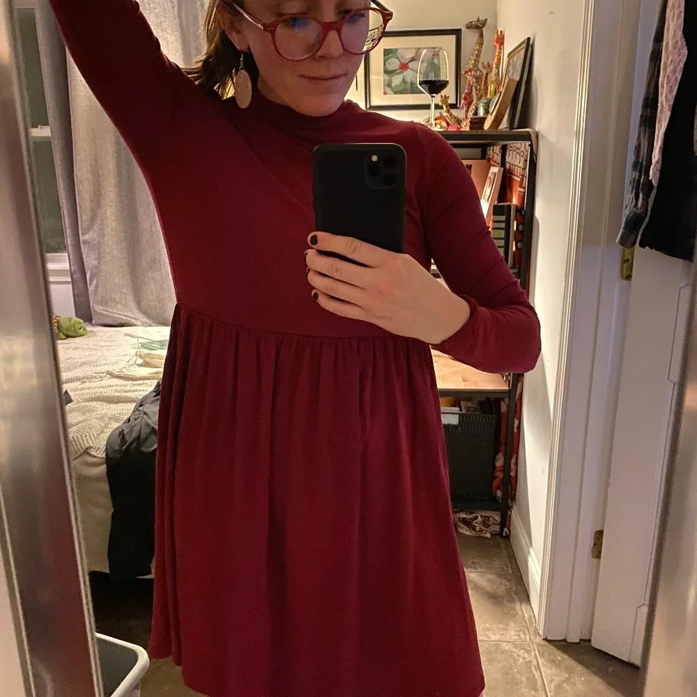 Asos Red Longsleeve Mockneck Dress - Picture 6 of 7